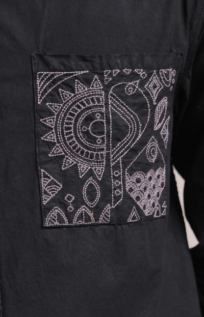 Prakriti – Black Embroidered Recycled Shirt