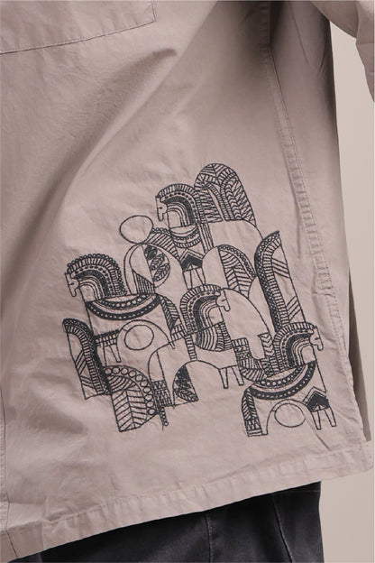 Prakriti – Grey Embroidered Recycled Shirt