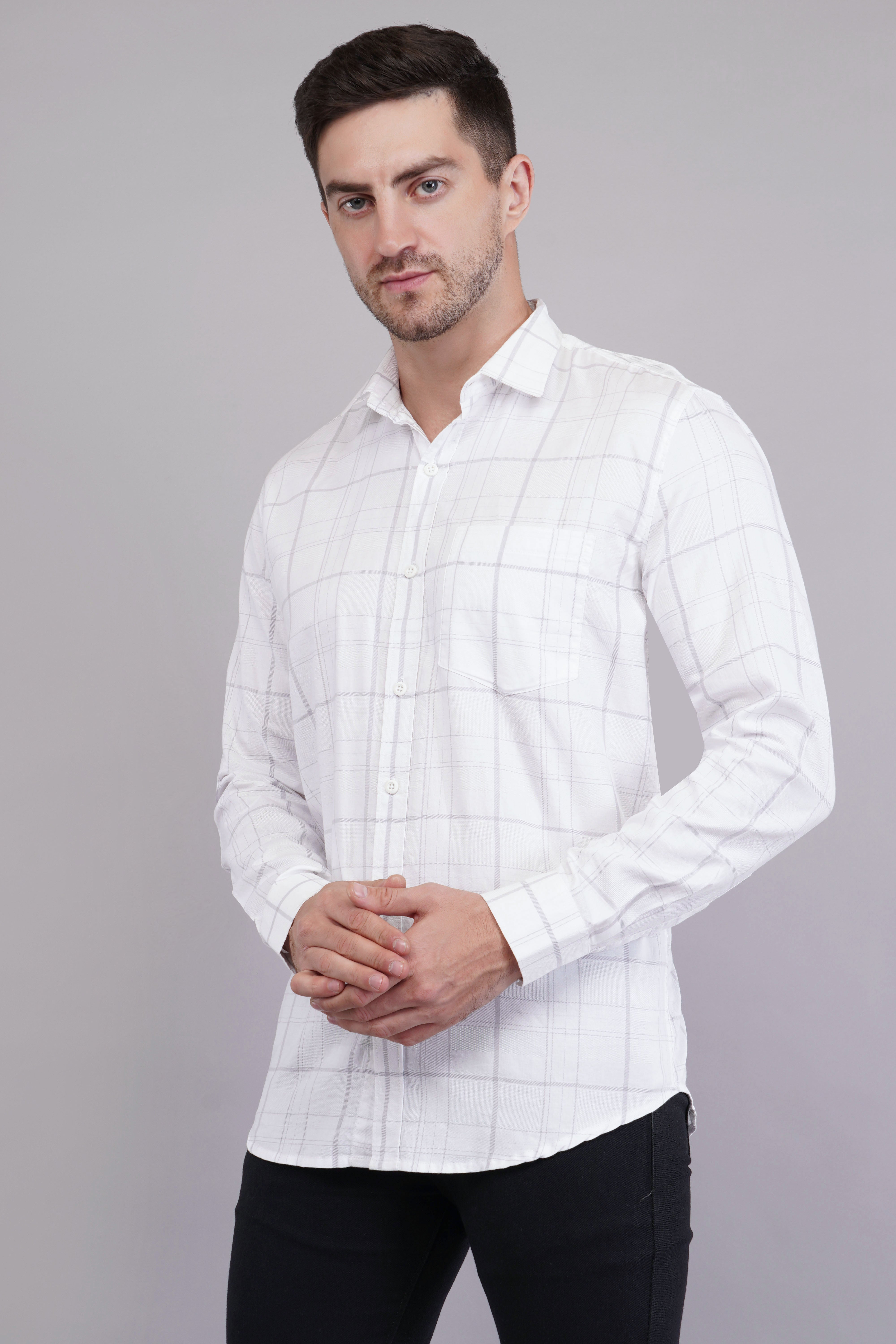 White Elegance Check Shirt