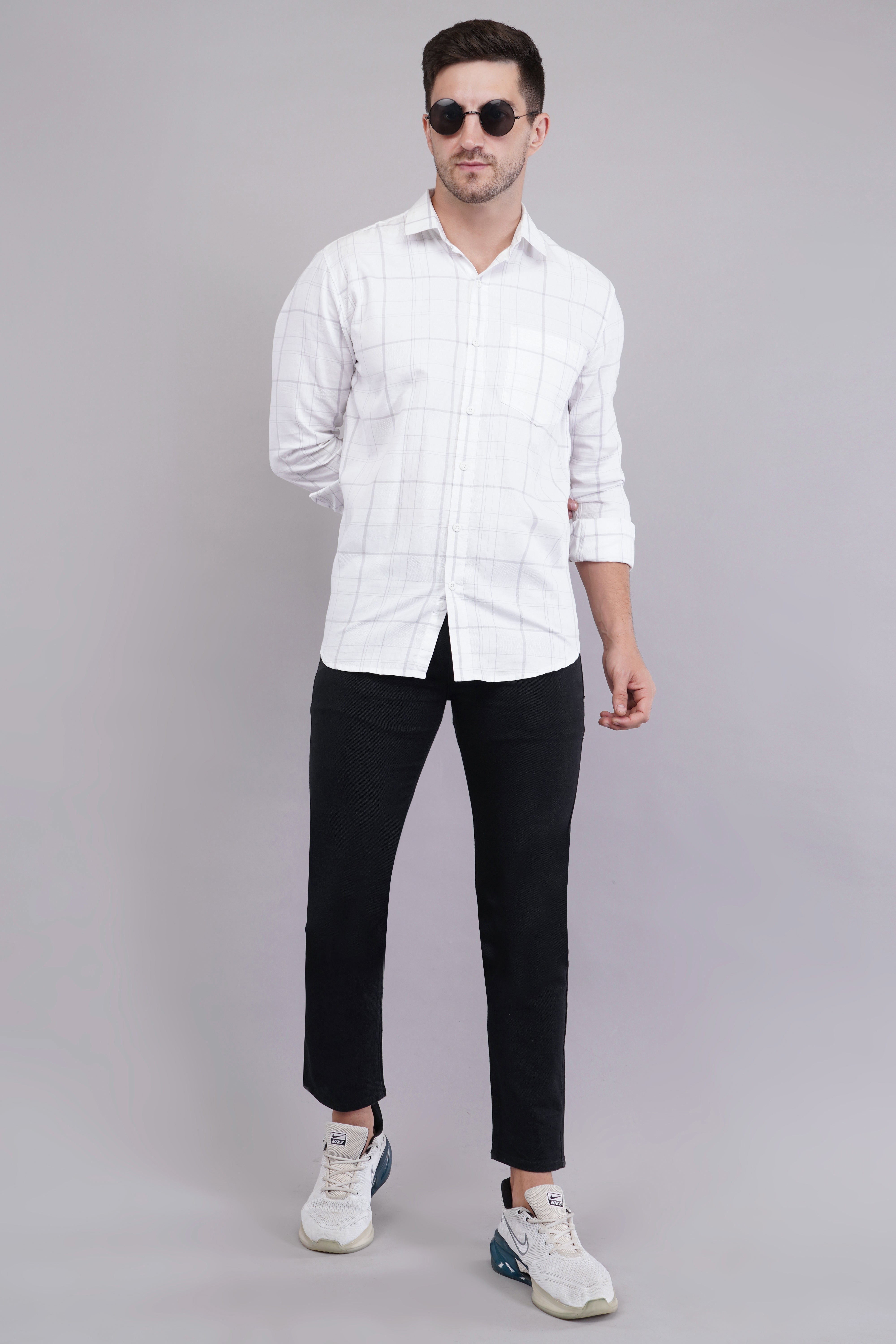 White Elegance Check Shirt