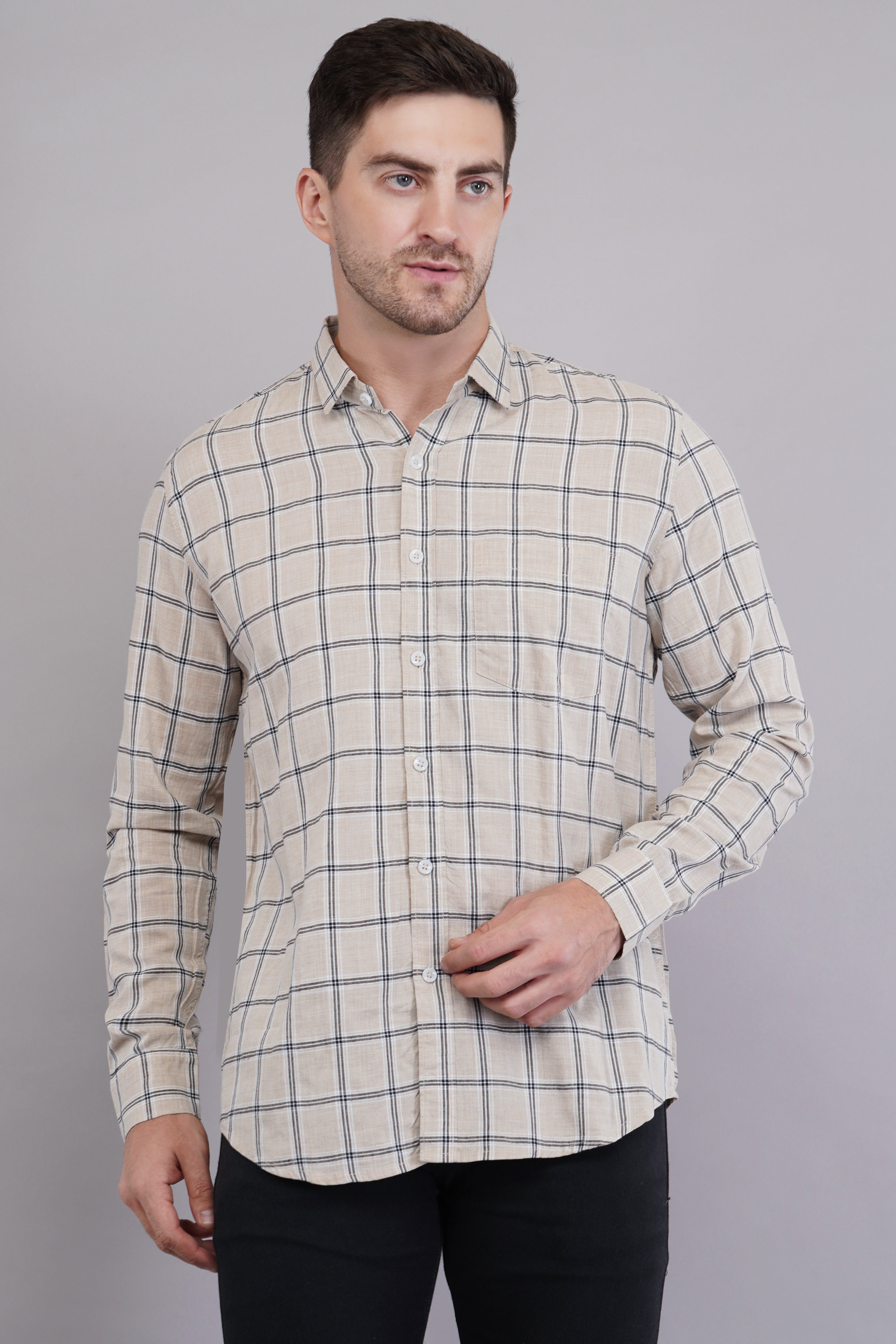 Sandstone Grid Check Shirt