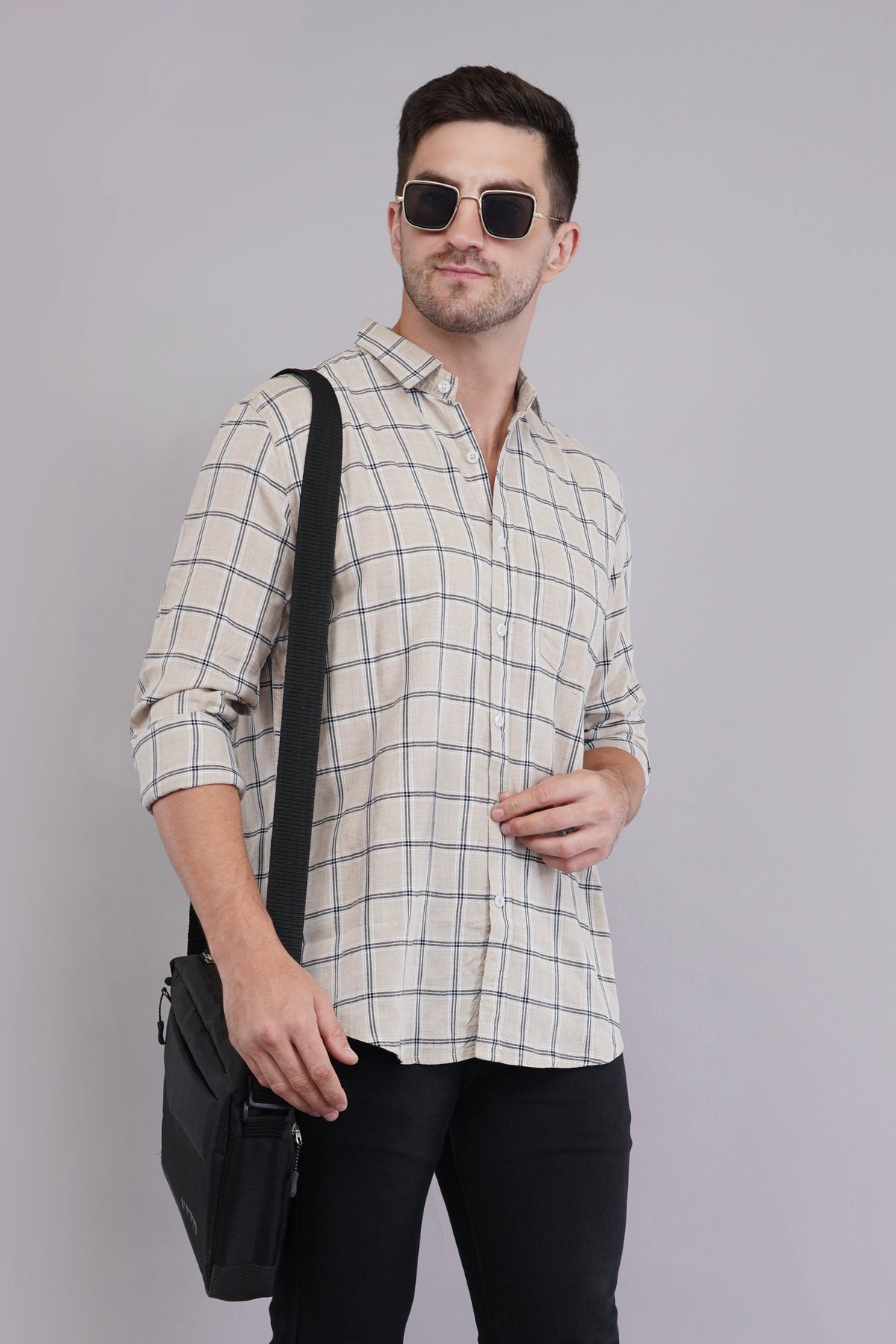 Sandstone Grid Check Shirt