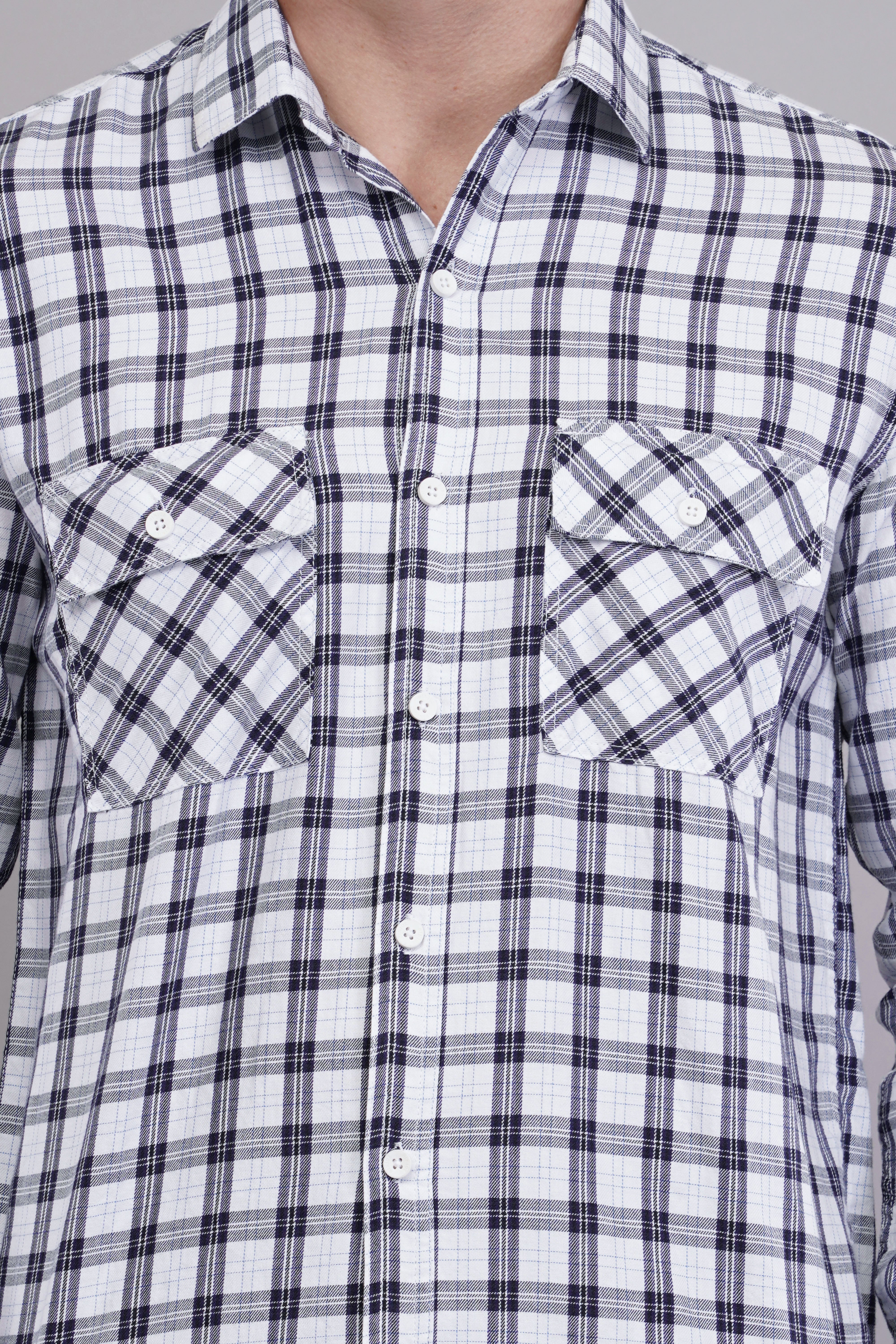 Monochrome Plaid Pocket Shirt