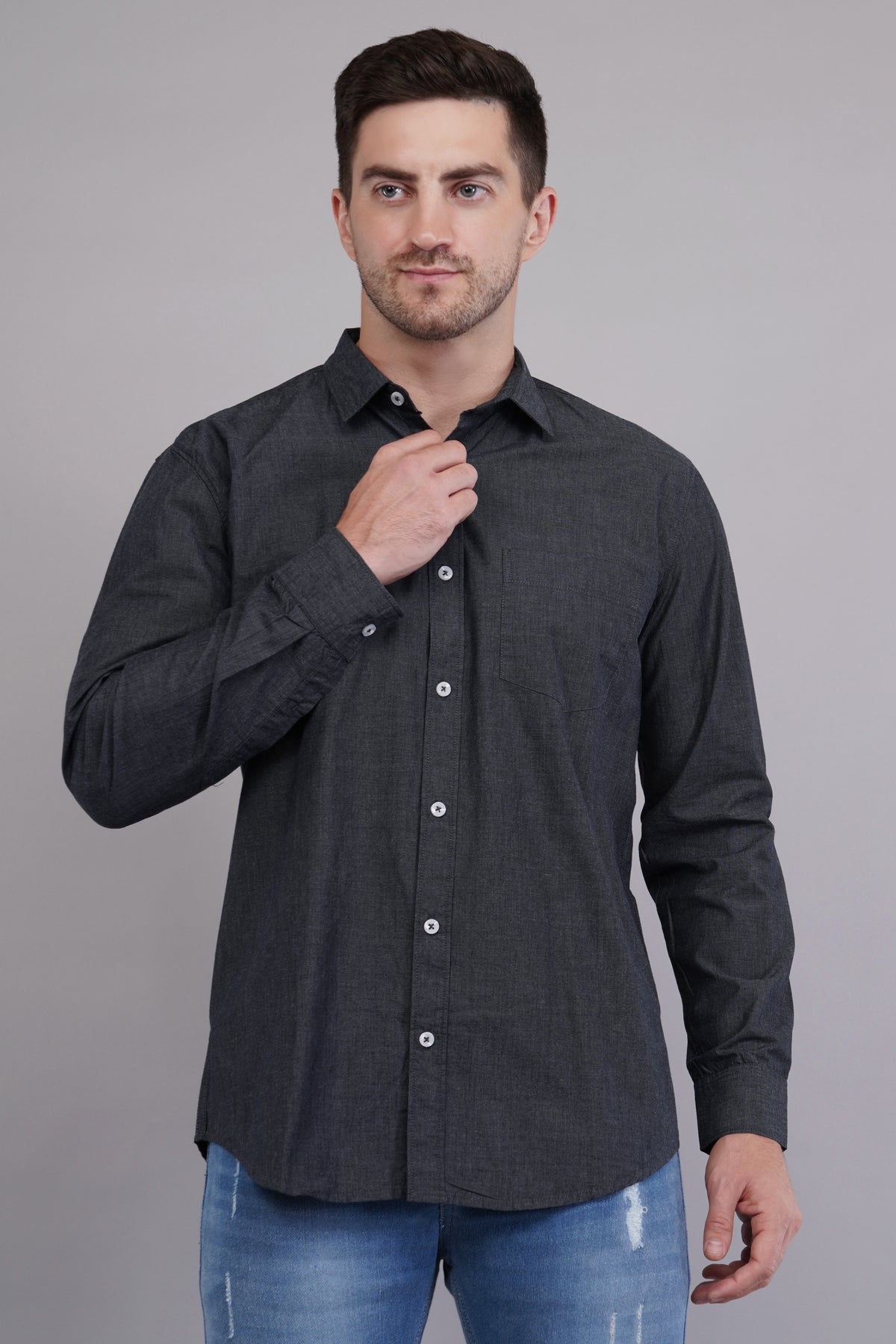 Dark Grey Solid Shirt