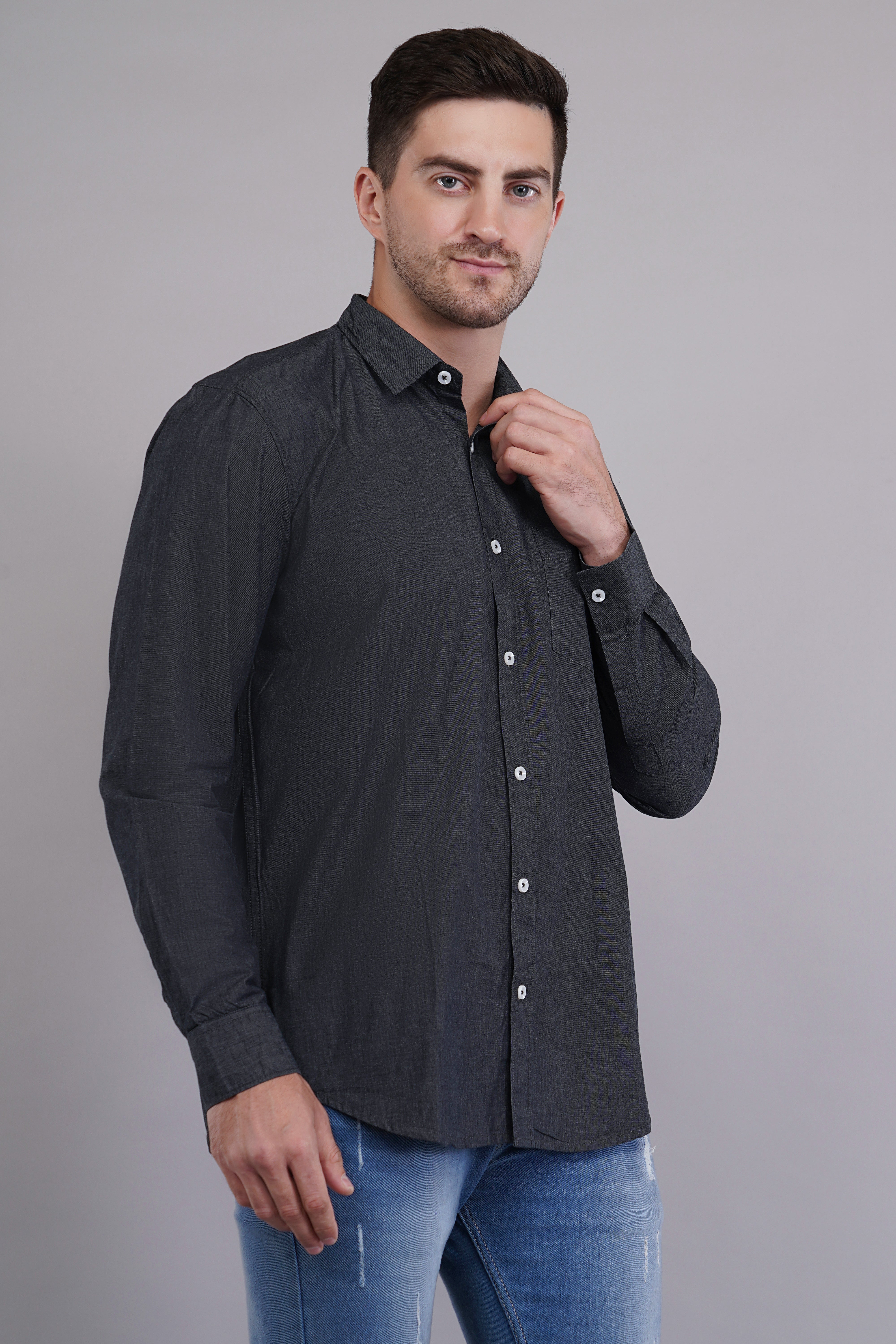 Dark Grey Solid Shirt