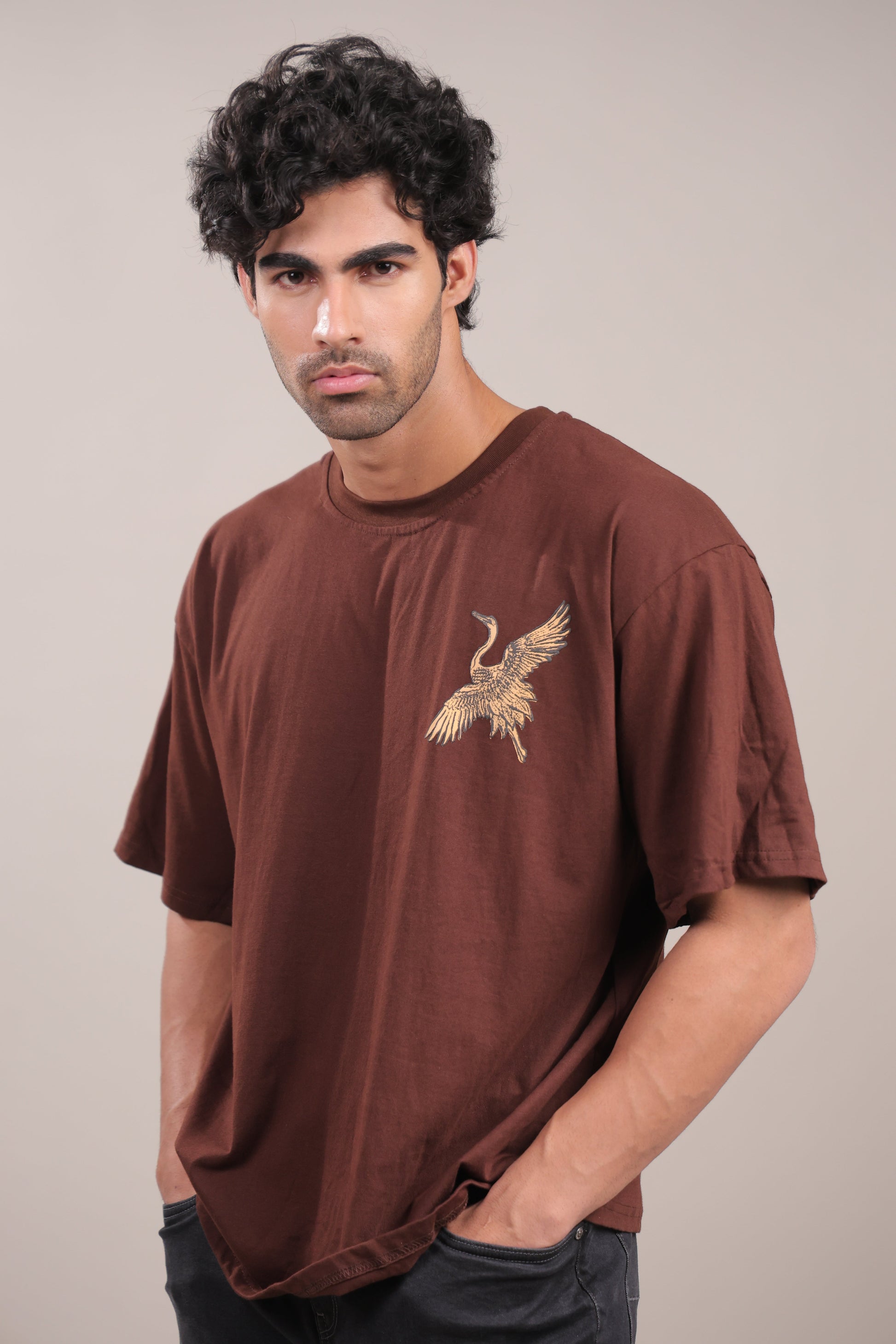 Chhaap – Brown Dove Printed T-Shirt - Binioz