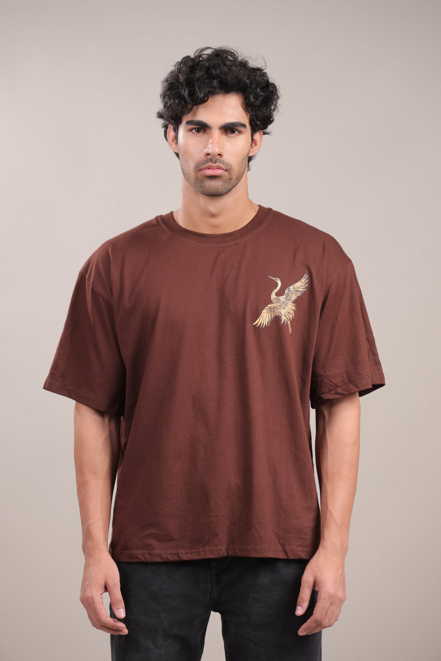 Chhaap – Brown Dove Printed T-Shirt - Binioz