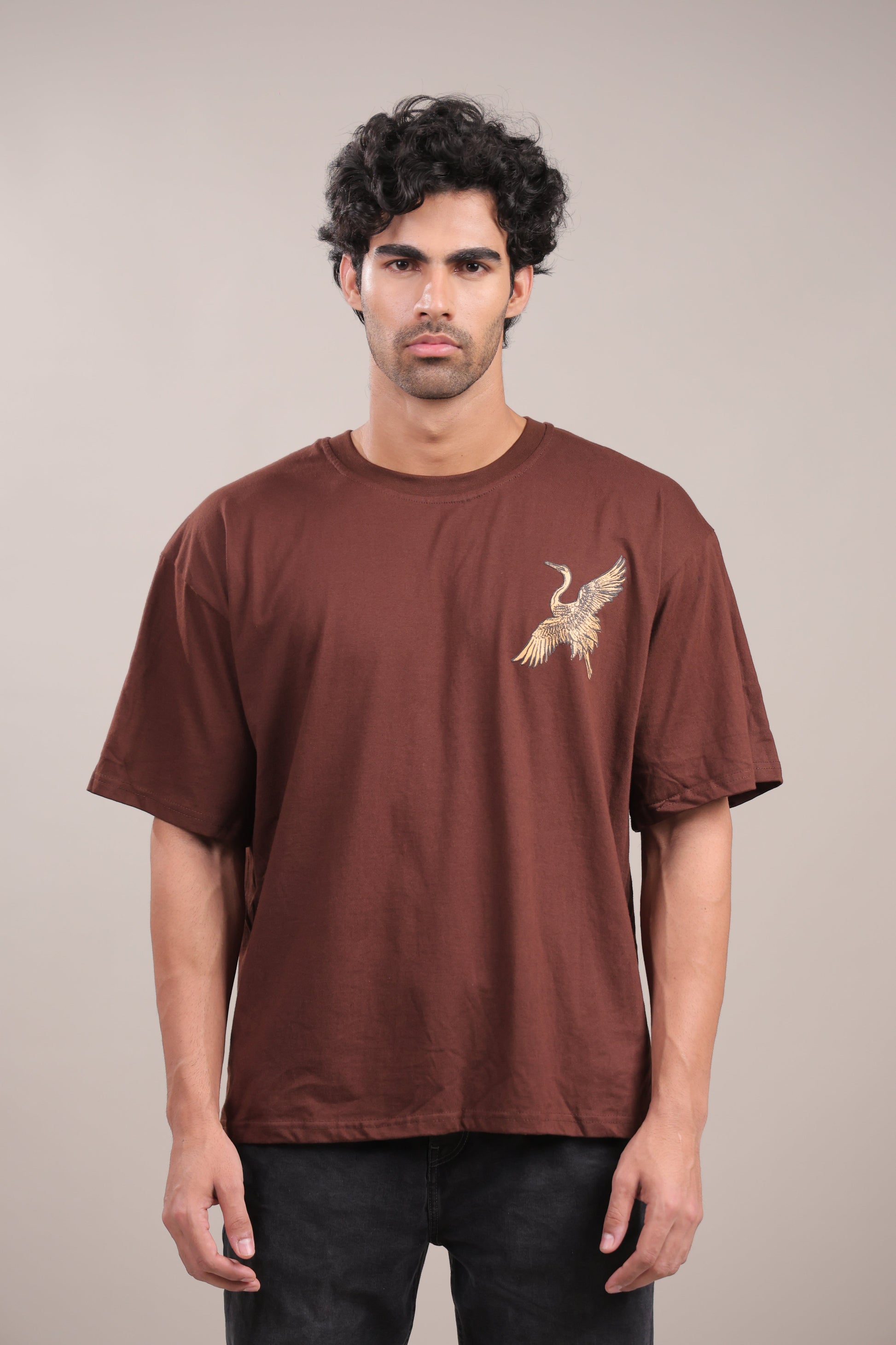 Chhaap – Brown Dove Printed T-Shirt - Binioz