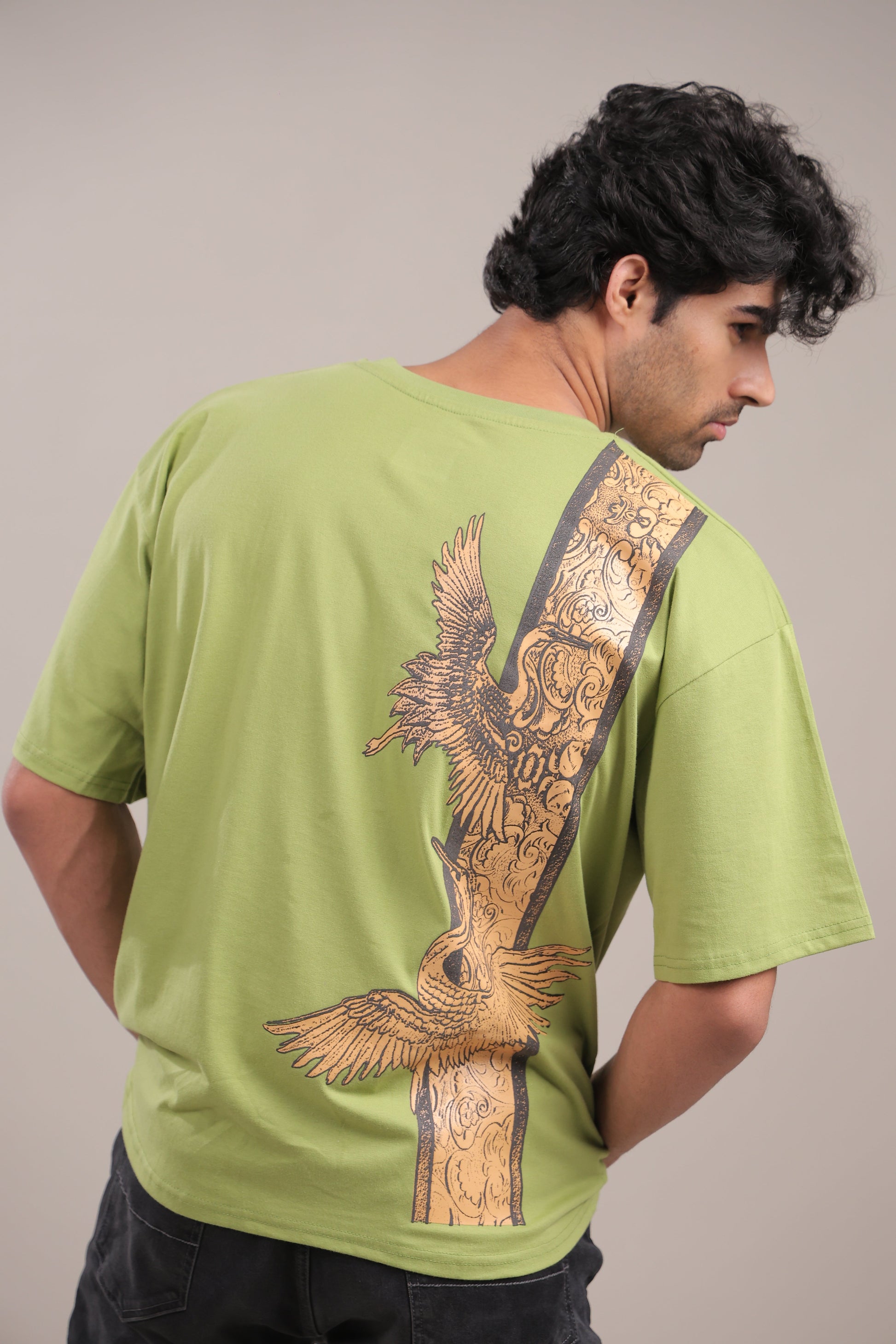 Chhaap – Green Dove Printed T-Shirt - Binioz