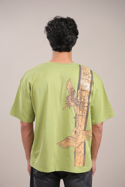 Chhaap – Green Dove Printed T-Shirt - Binioz