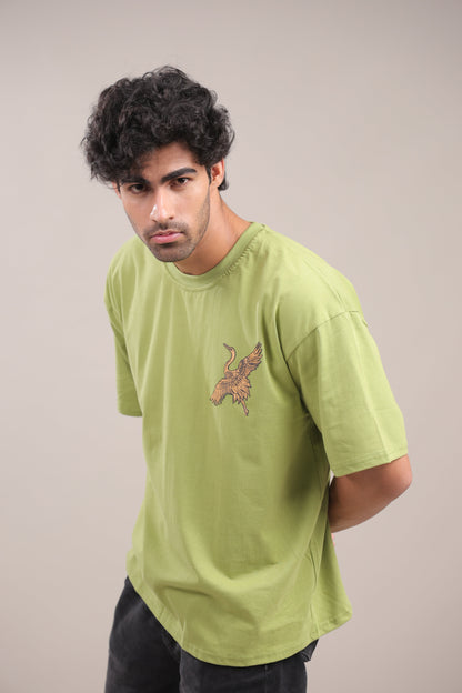 Chhaap – Green Dove Printed T-Shirt - Binioz