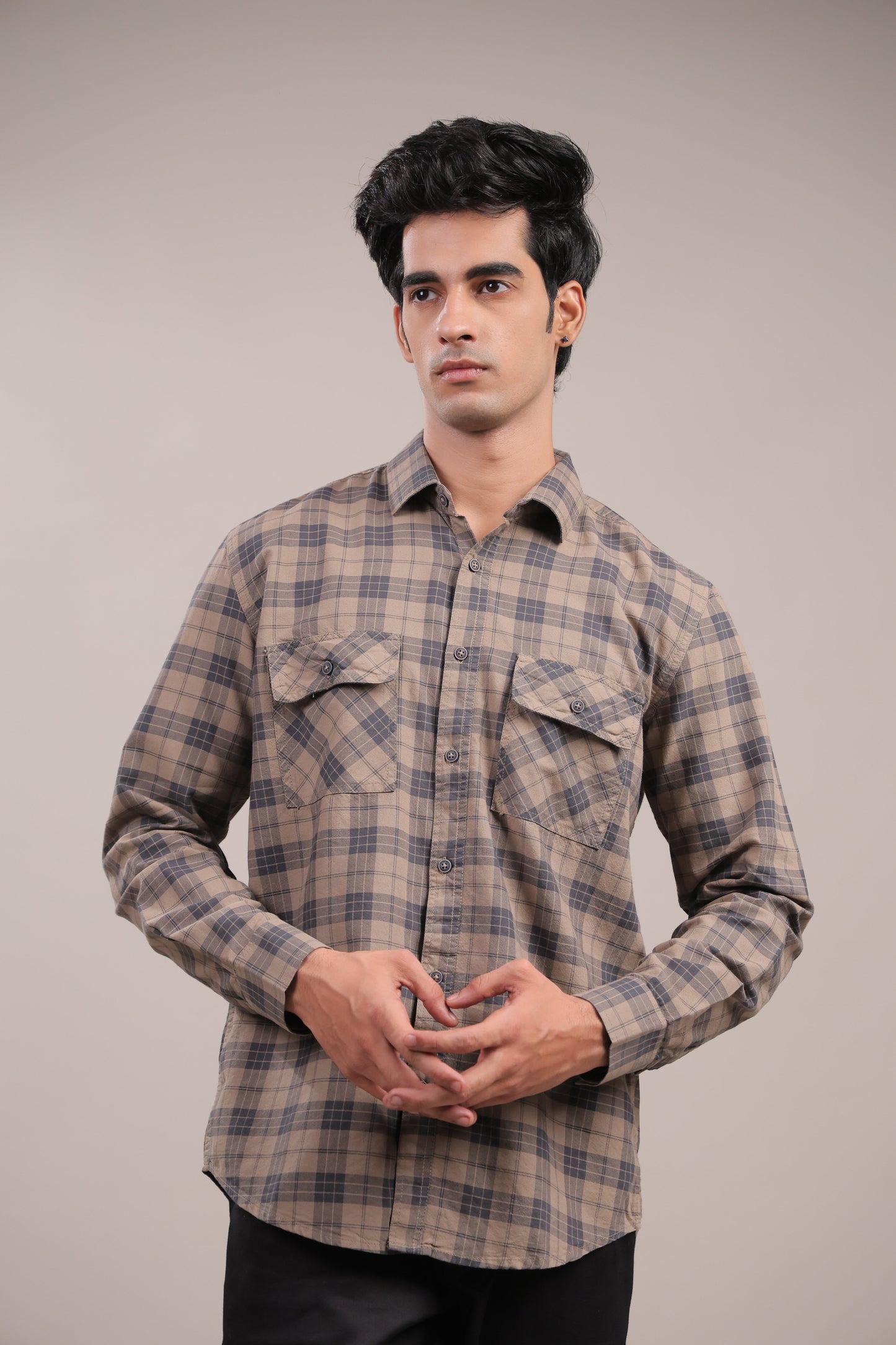 Manthan – Checkered Shirt (Beige) - Binioz