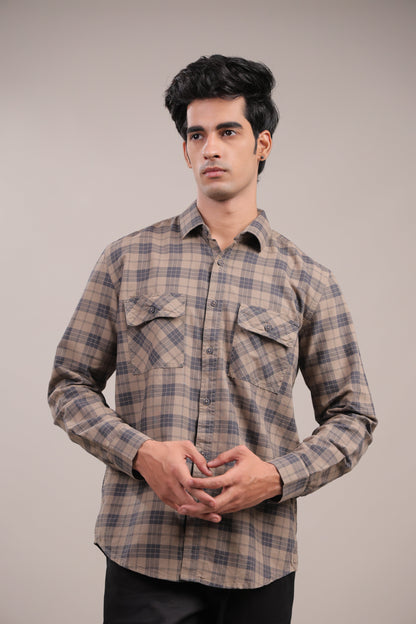 Manthan – Checkered Shirt (Beige) - Binioz
