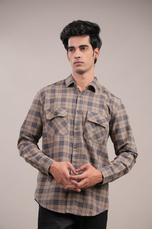 Manthan – Checkered Shirt (Beige) - Binioz