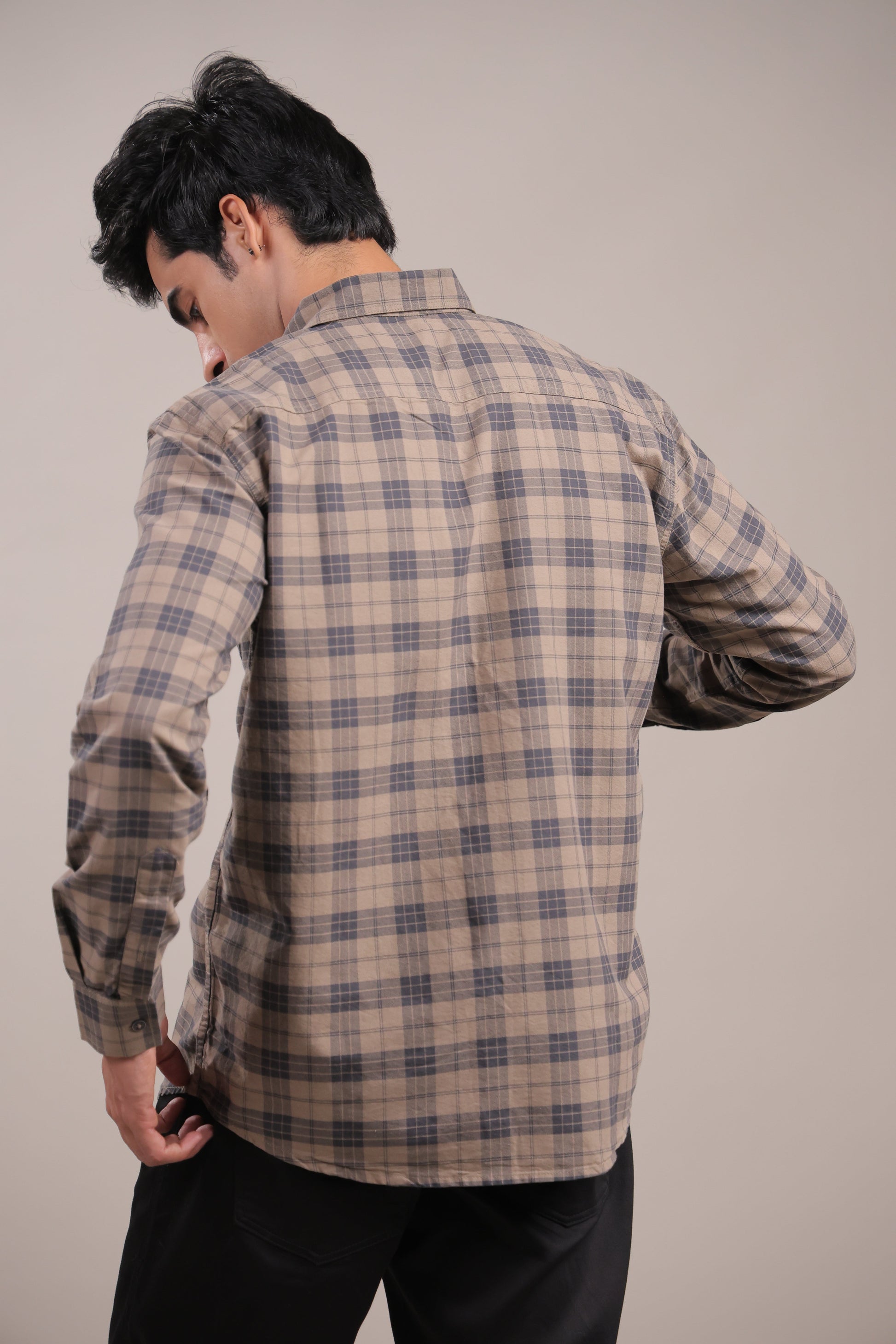 Manthan – Checkered Shirt (Beige) - Binioz