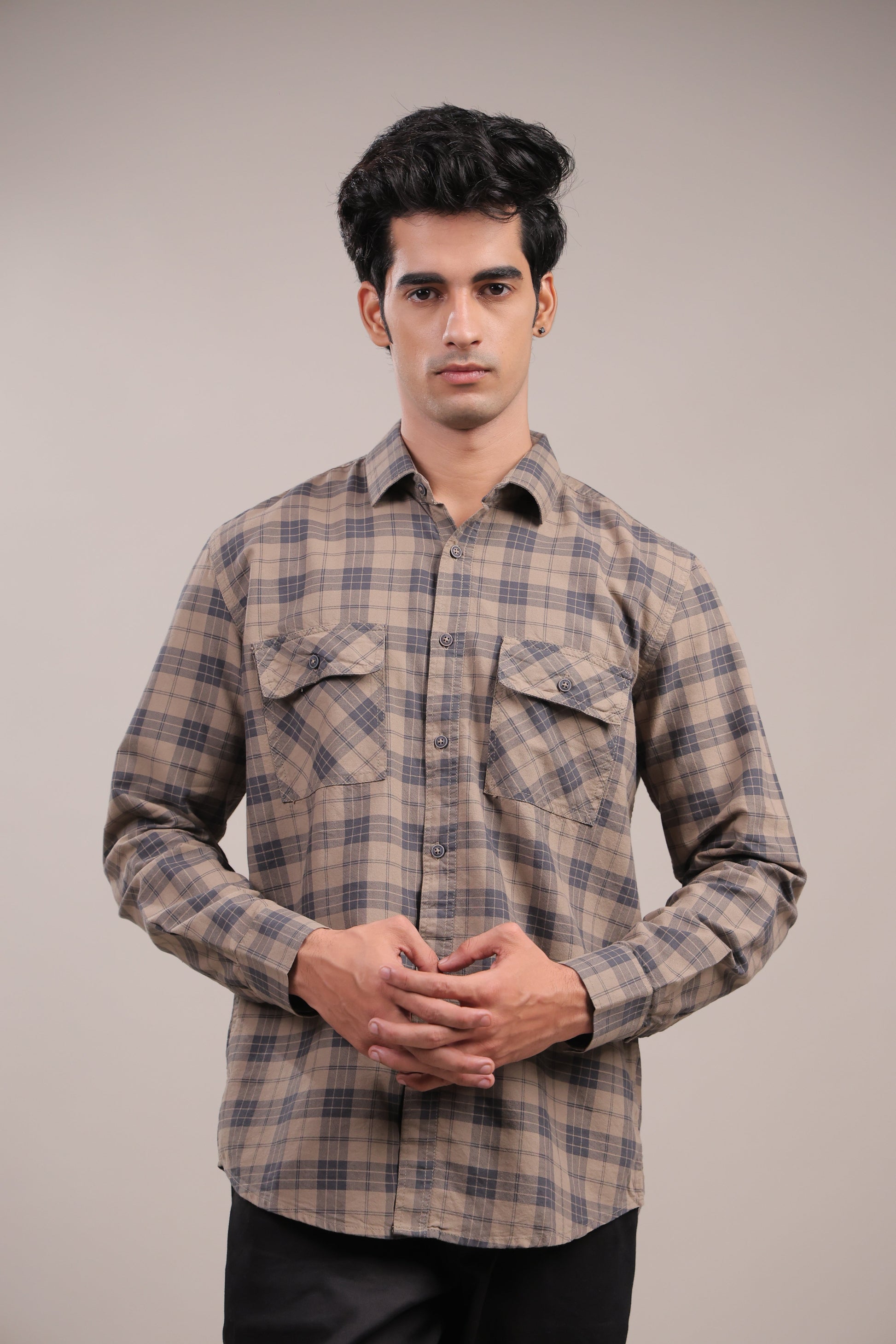 Manthan – Checkered Shirt (Beige) - Binioz