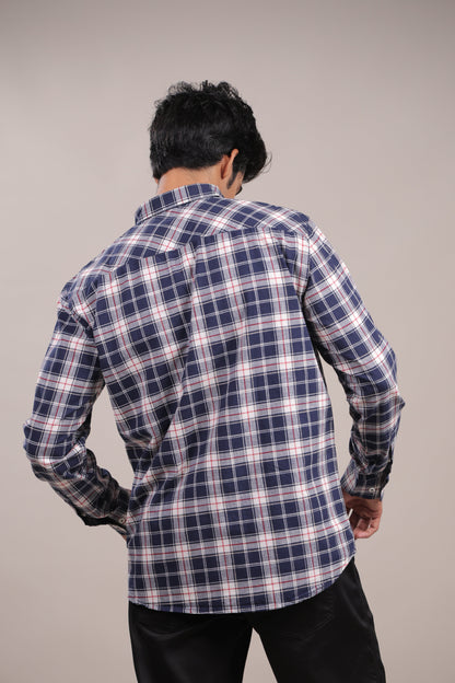 Manthan – Checkered Shirt (Blue - White - Red) - Binioz
