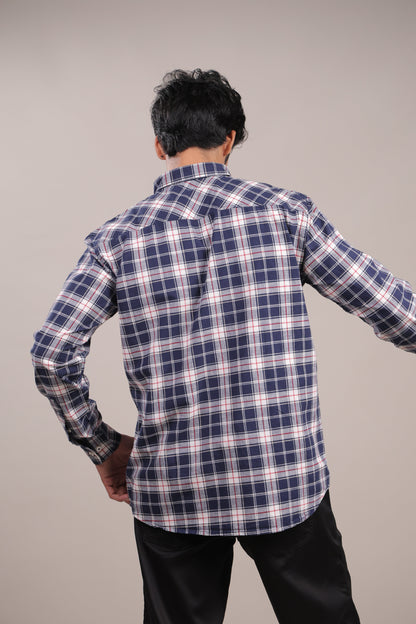 Manthan – Checkered Shirt (Blue - White - Red) - Binioz