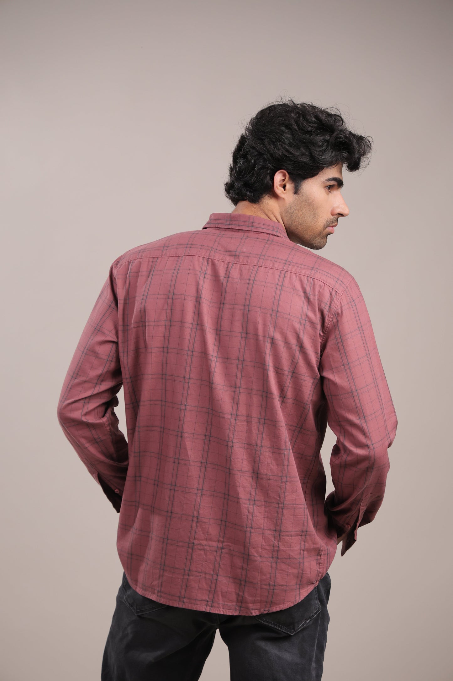 Manthan – Checkered Shirt (Brick Red) - Binioz
