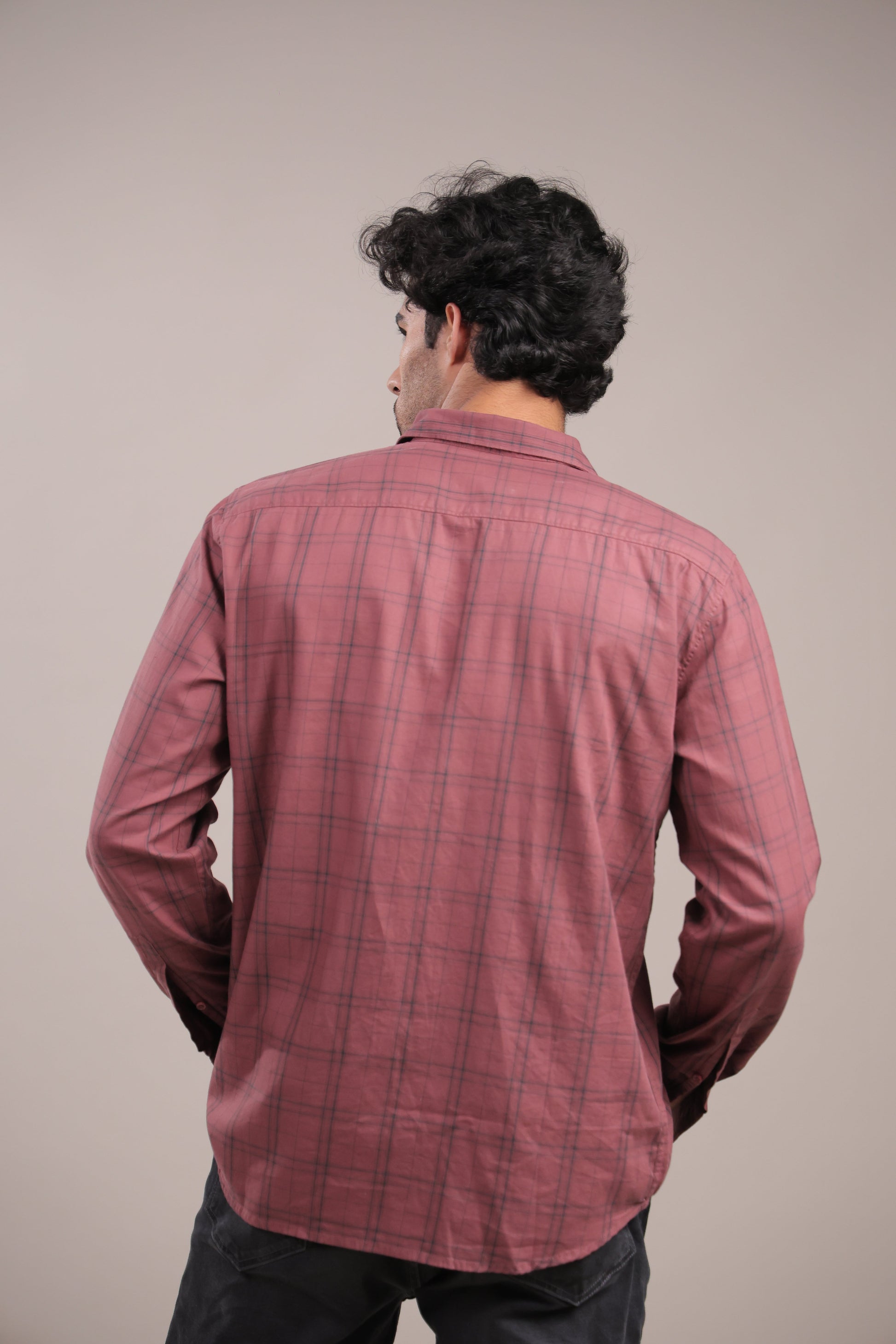 Manthan – Checkered Shirt (Brick Red) - Binioz