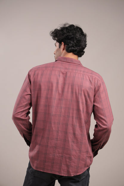 Manthan – Checkered Shirt (Brick Red) - Binioz