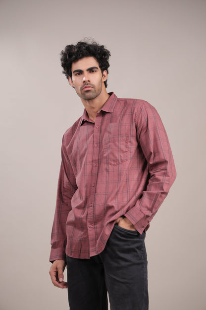 Manthan – Checkered Shirt (Brick Red) - Binioz