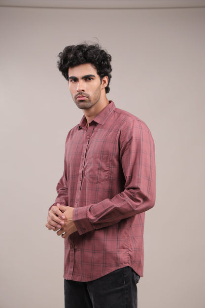 Manthan – Checkered Shirt (Brick Red) - Binioz