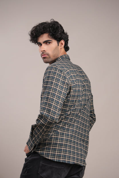 Manthan – Checkered Shirt (Dark Green) - Binioz