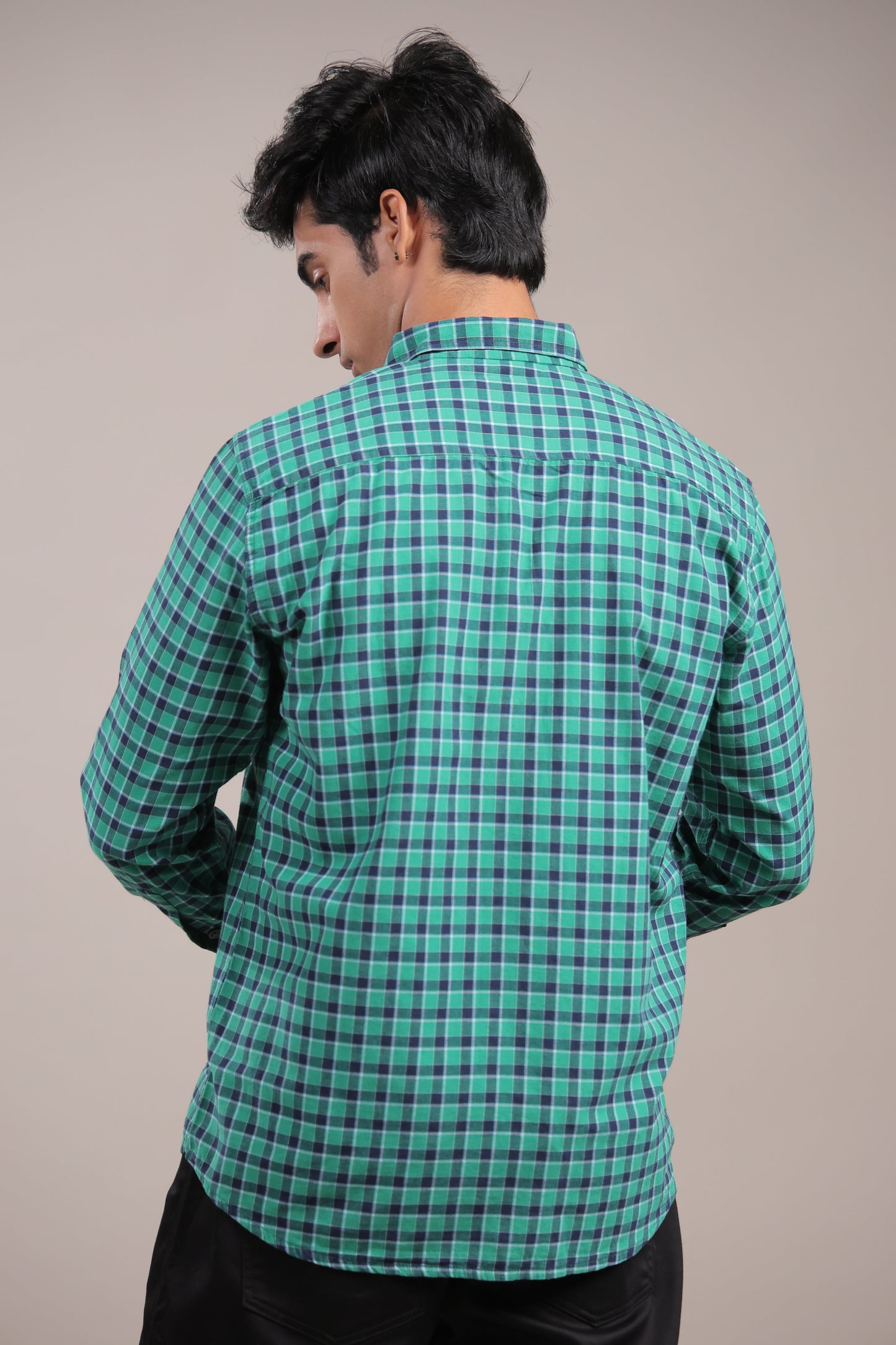 Manthan – Checkered Shirt (Green - Blue) - Binioz