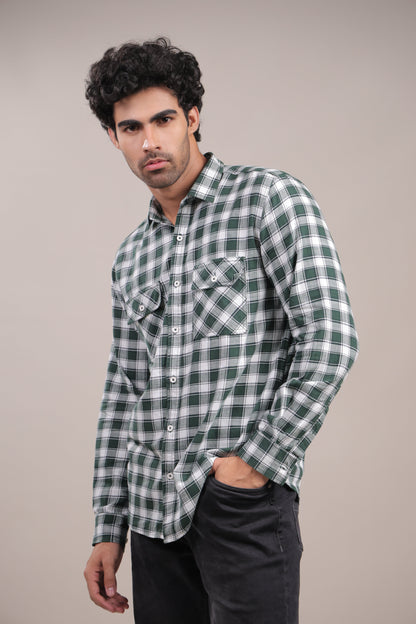 Manthan – Checkered Shirt (Green - White) - Binioz