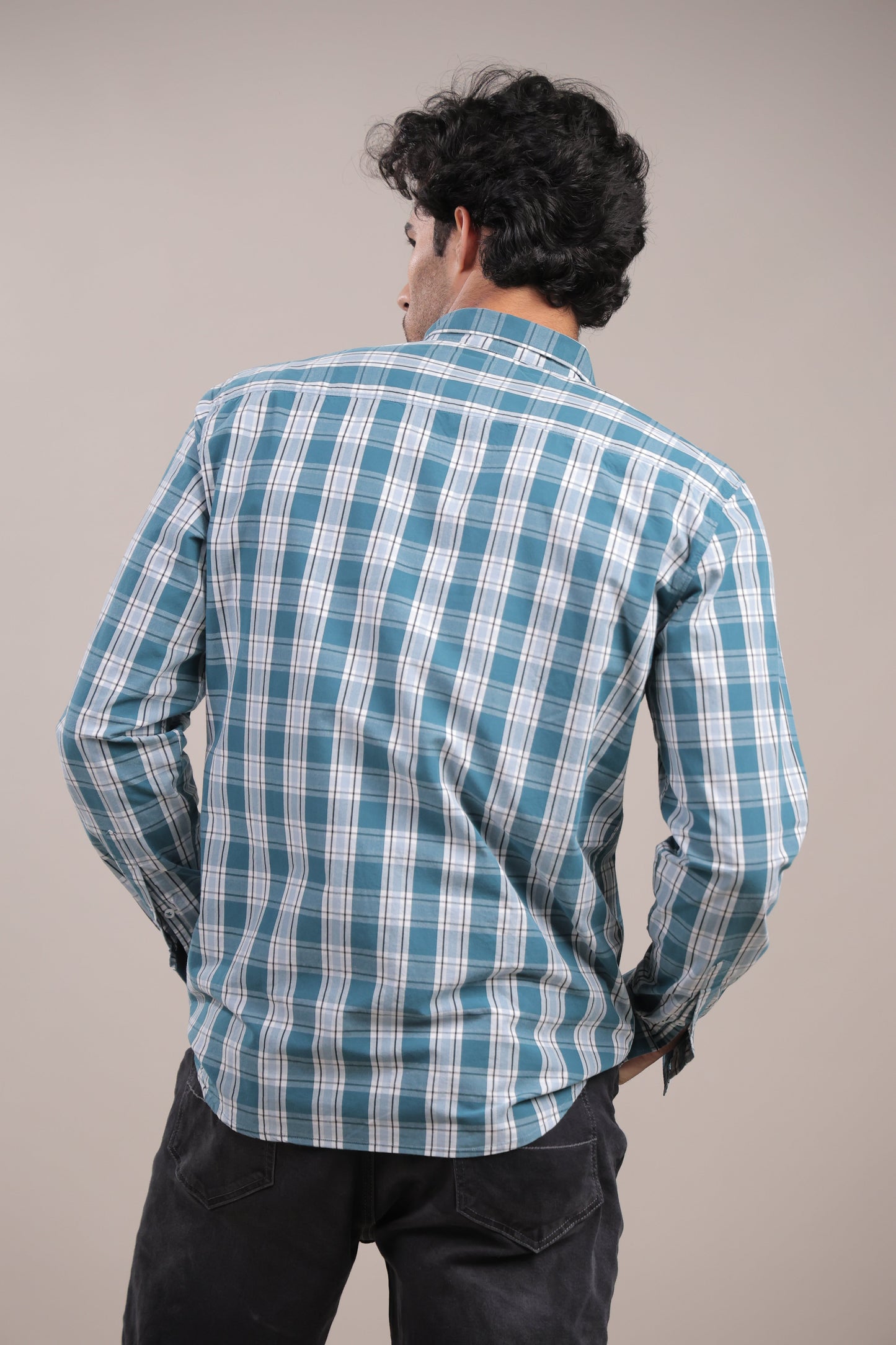 Manthan – Checkered Shirt (Light Blue - White) - Binioz