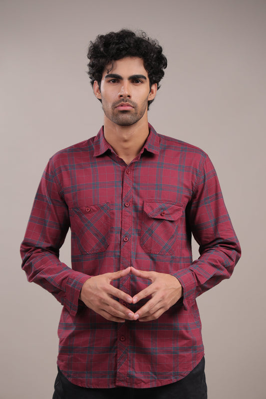 Manthan – Checkered Shirt (Red) - Binioz