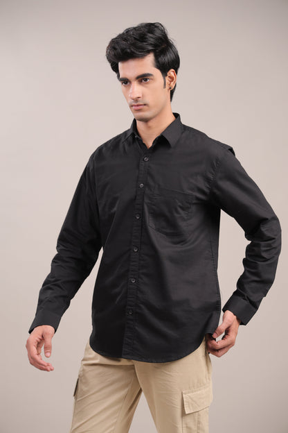 Niyam – Plain Black Oxford Shirt - Binioz