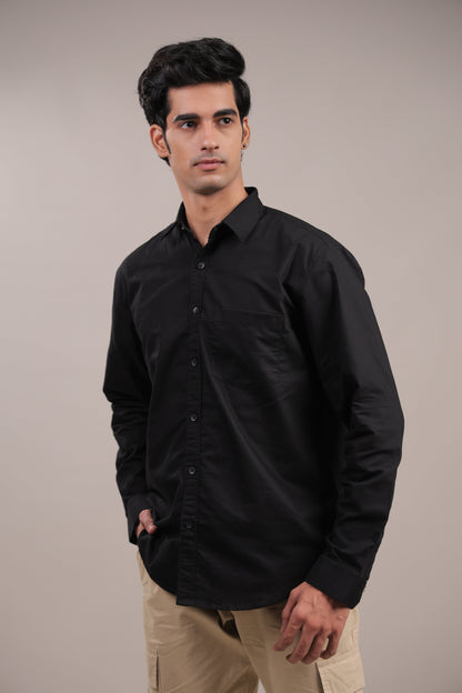 Niyam – Plain Black Oxford Shirt - Binioz