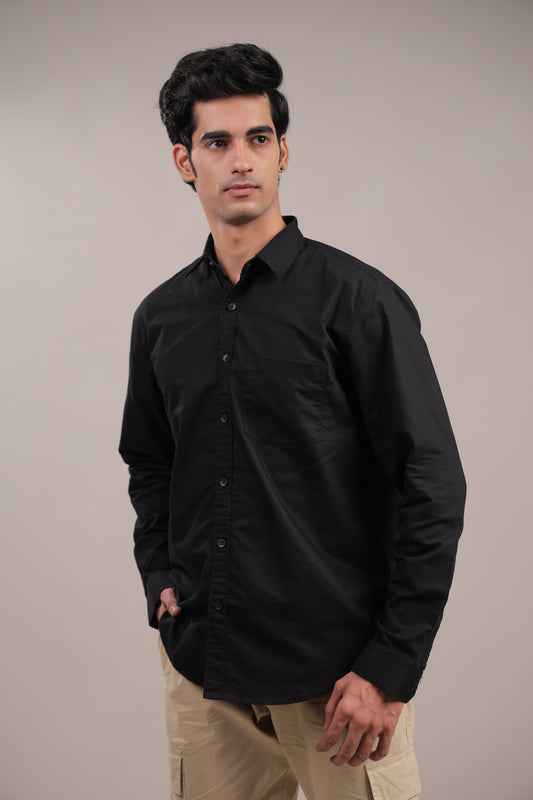 Niyam – Plain Black Oxford Shirt - Binioz