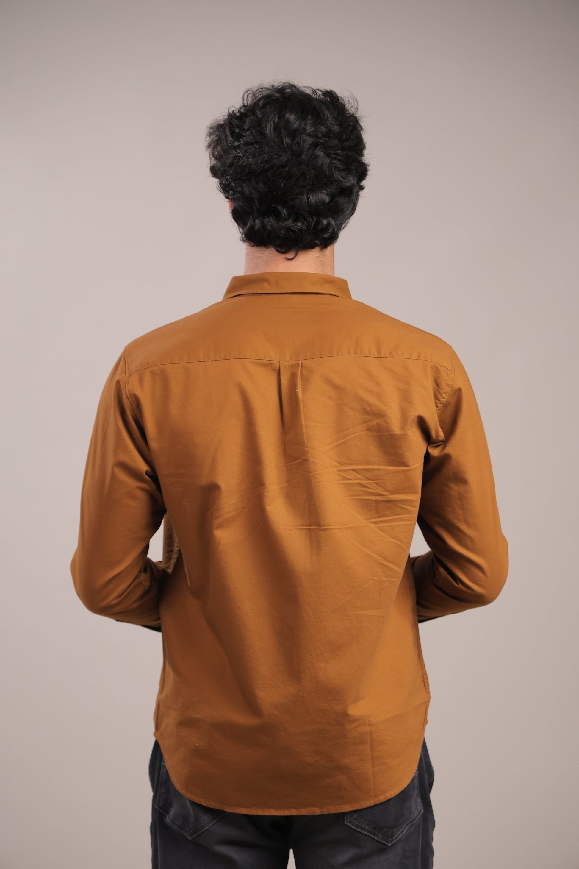 Niyam – Plain Brown Oxford Shirt - Binioz