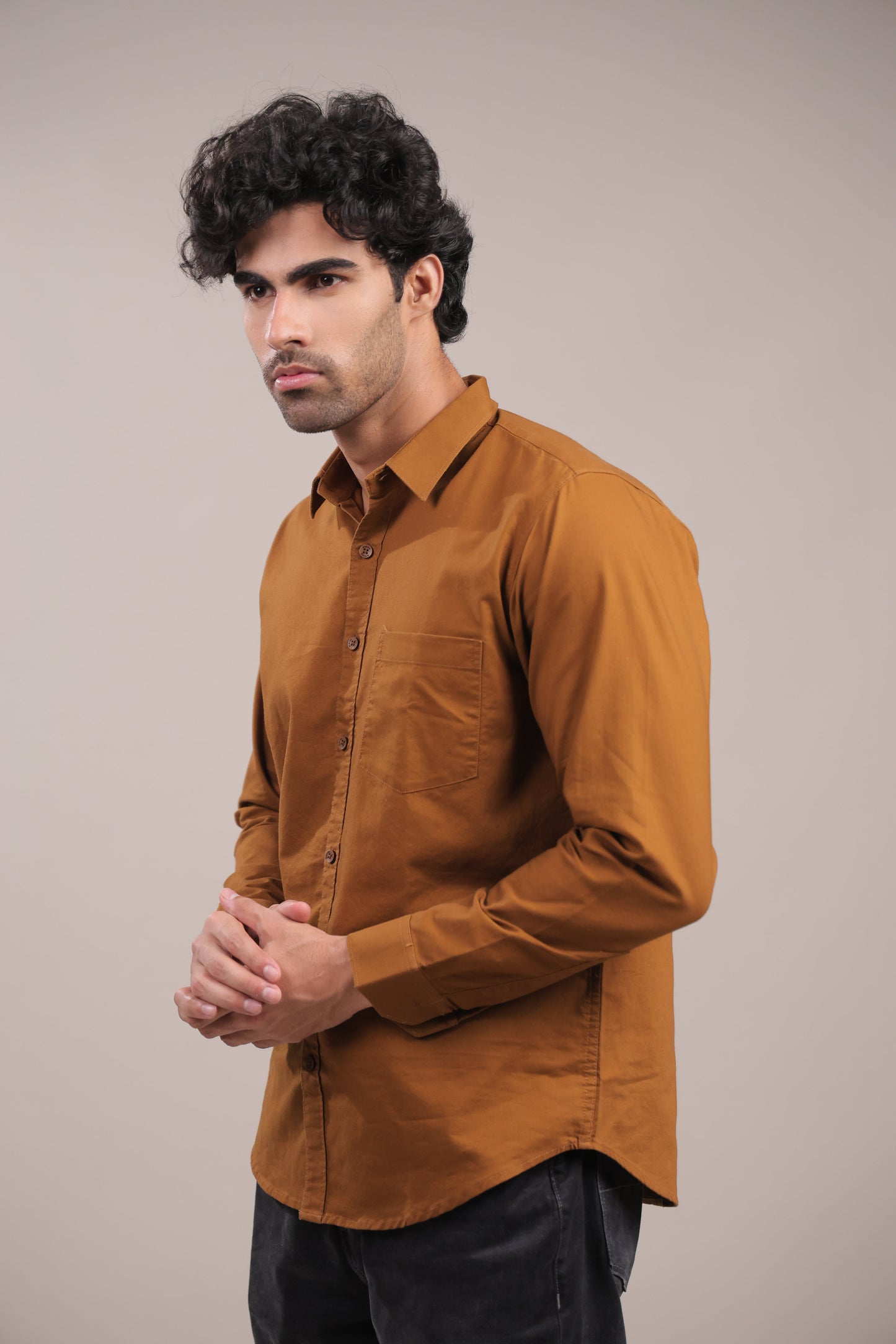 Niyam – Plain Brown Oxford Shirt - Binioz
