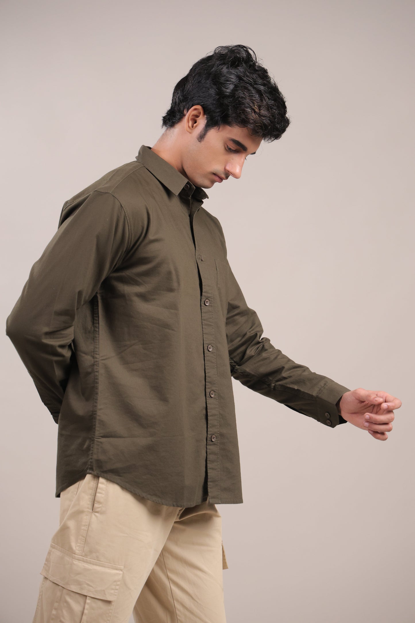Niyam – Plain Dark Green Oxford Shirt - Binioz