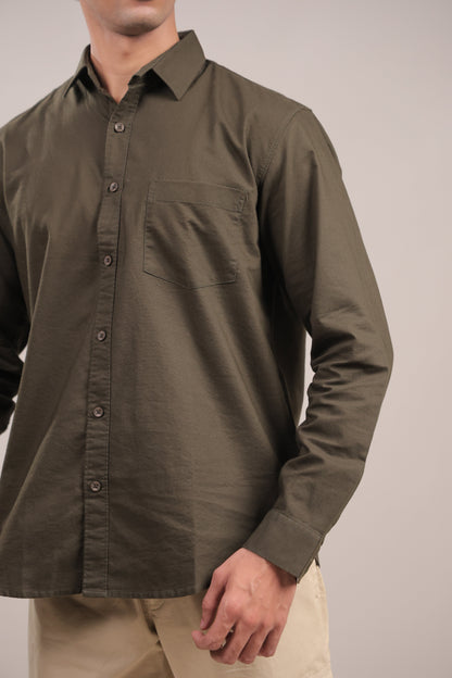 Niyam – Plain Dark Green Oxford Shirt - Binioz