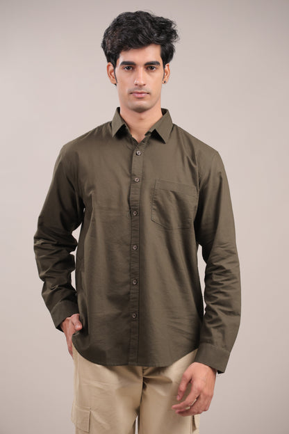 Niyam – Plain Dark Green Oxford Shirt - Binioz