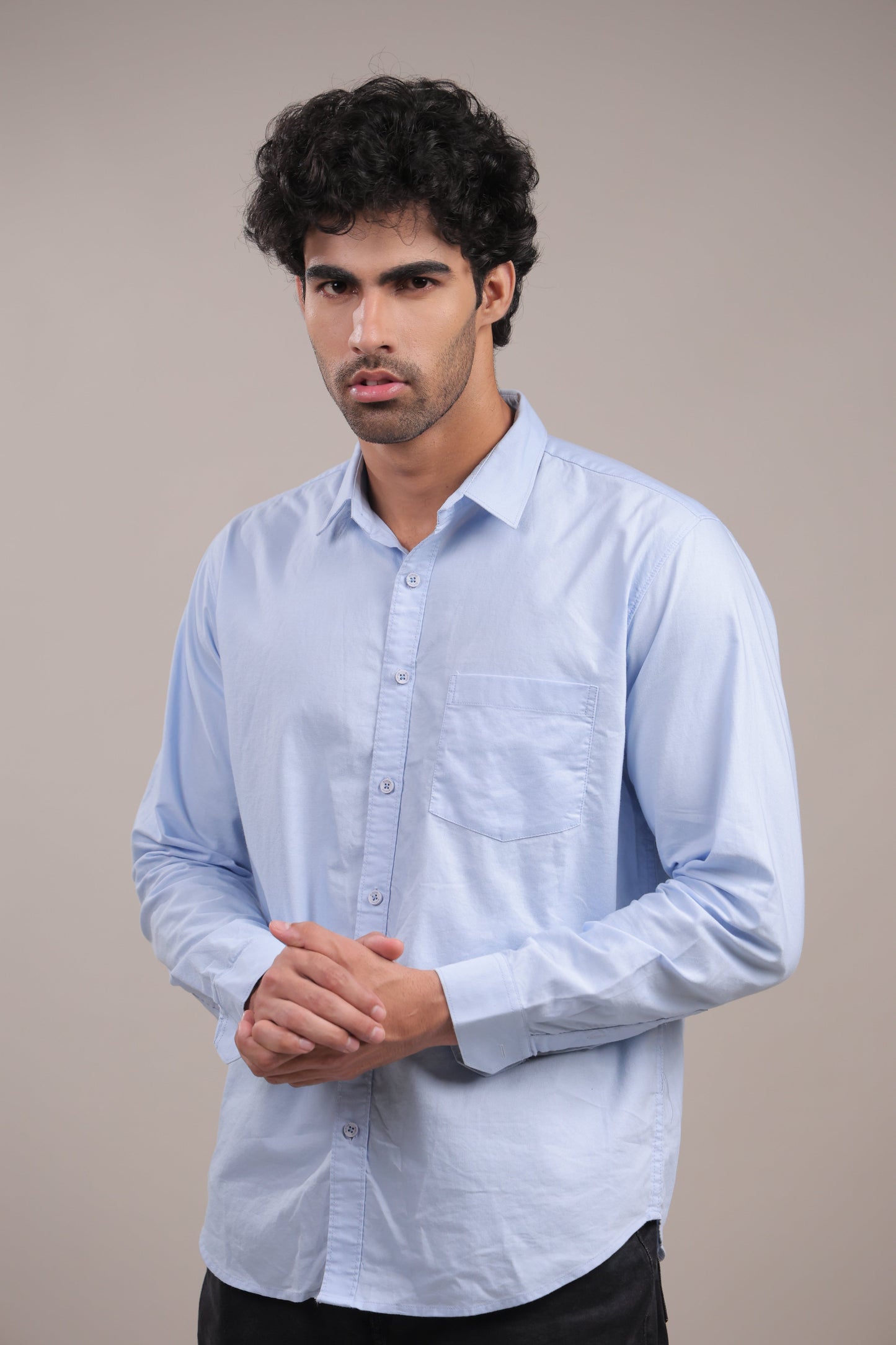 Niyam – Plain Light Blue Oxford Shirt - Binioz