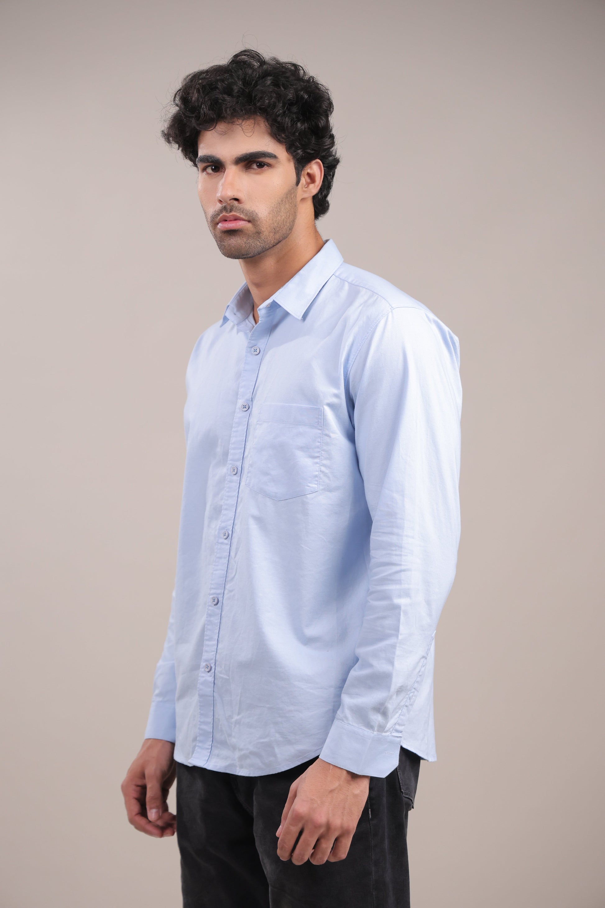 Niyam – Plain Light Blue Oxford Shirt - Binioz