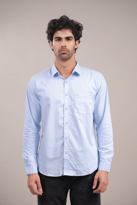 Niyam – Plain Light Blue Oxford Shirt - Binioz