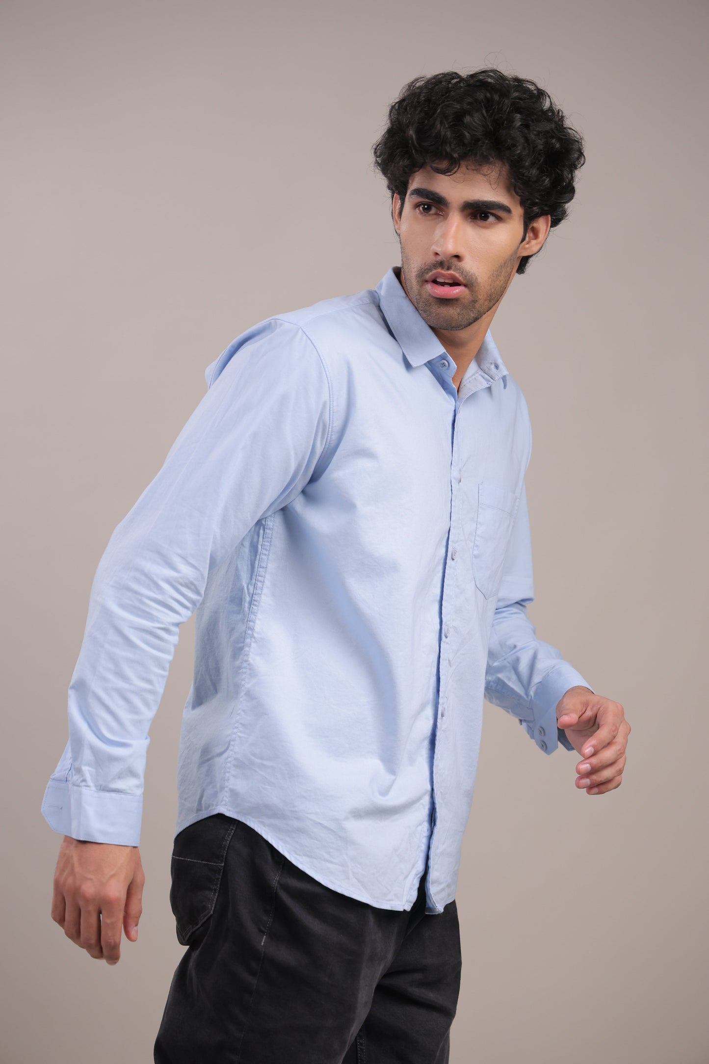 Niyam – Plain Light Blue Oxford Shirt - Binioz