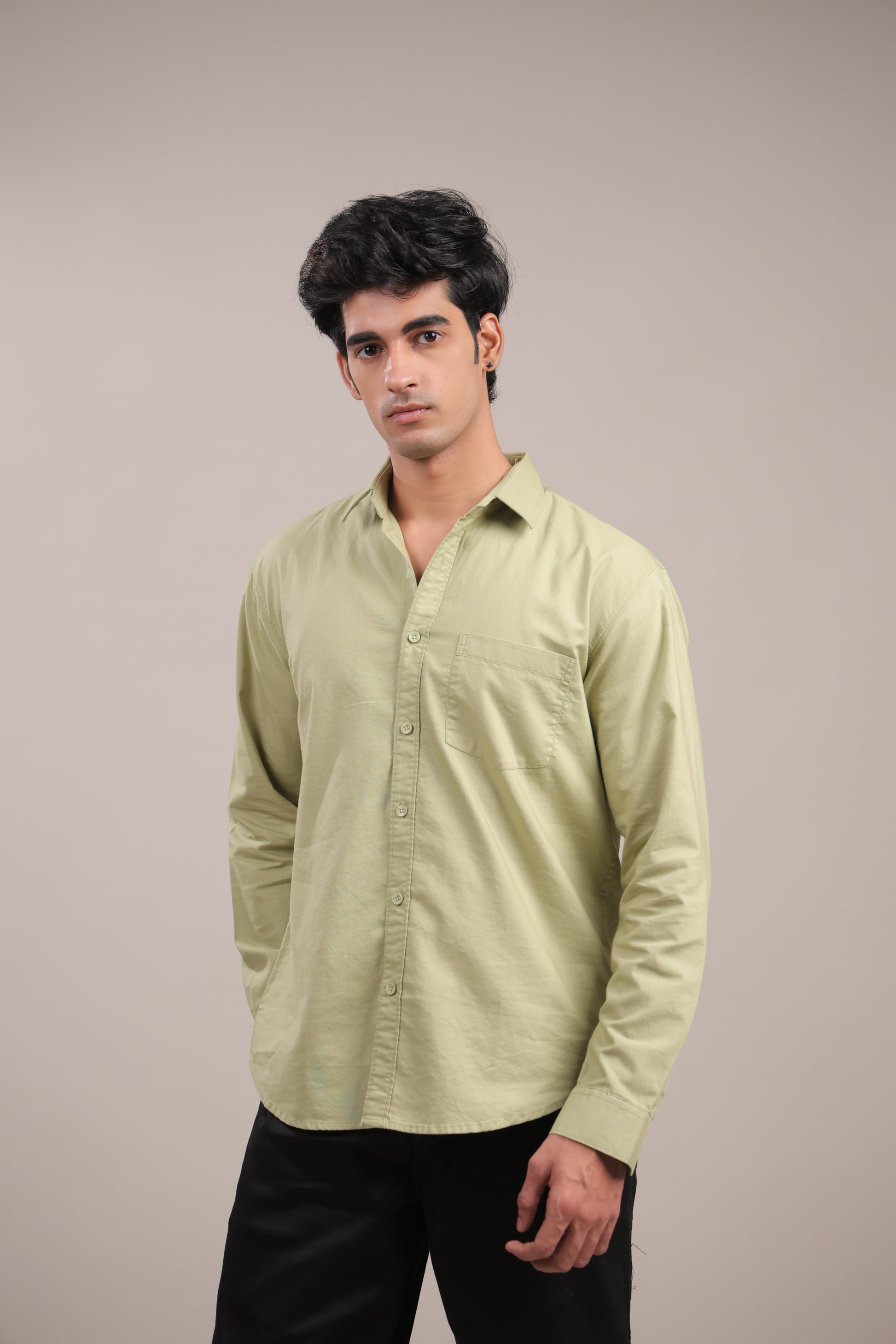 Niyam – Plain Light Green Oxford Shirt - Binioz