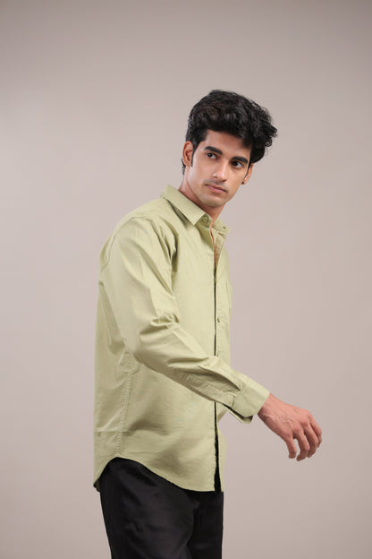 Niyam – Plain Light Green Oxford Shirt - Binioz