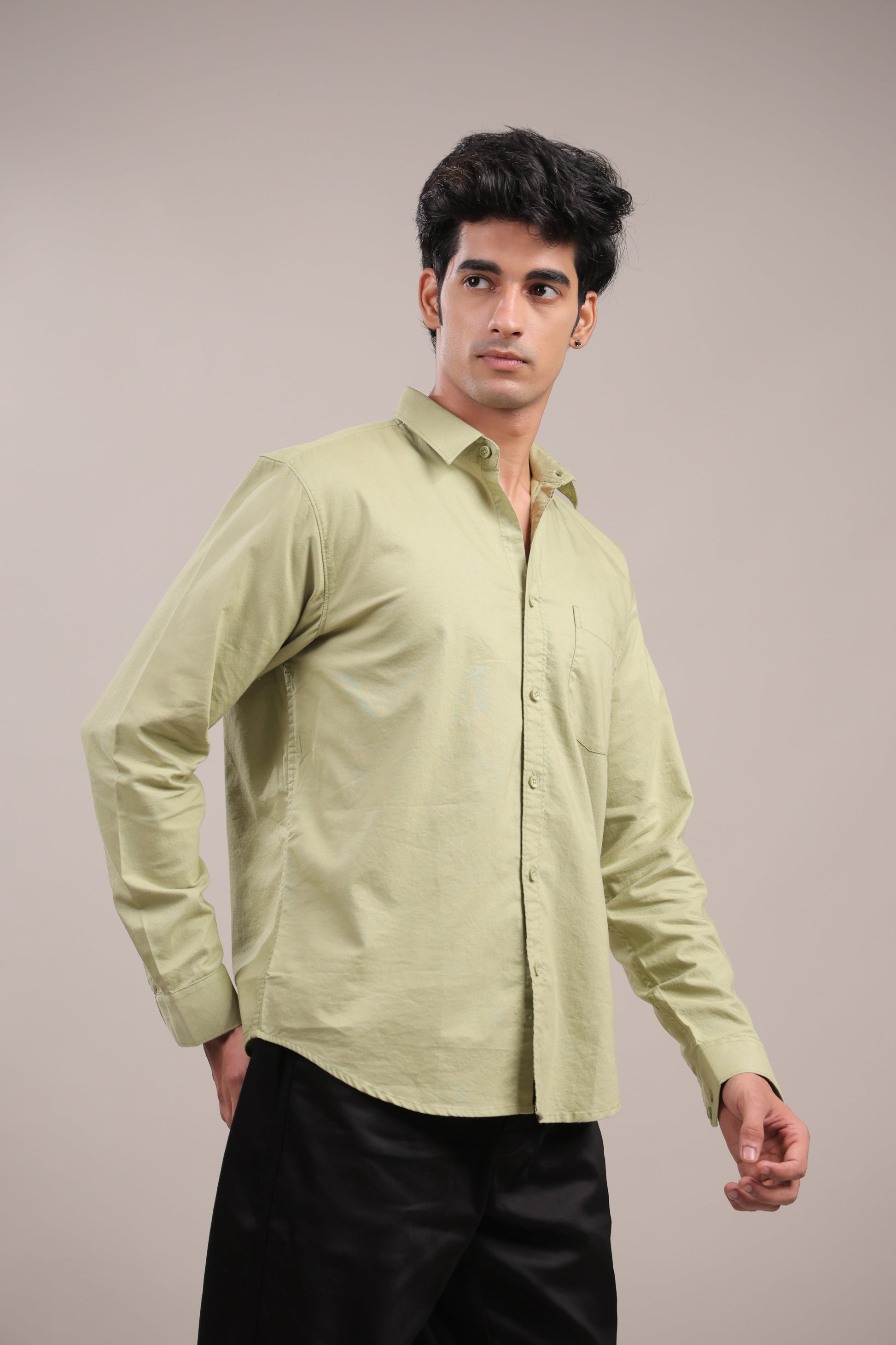 Niyam – Plain Light Green Oxford Shirt - Binioz