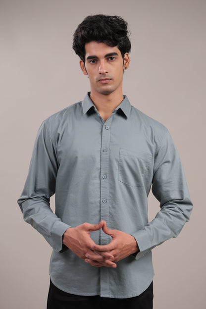 Niyam – Plain Light Grey Oxford Shirt - Binioz