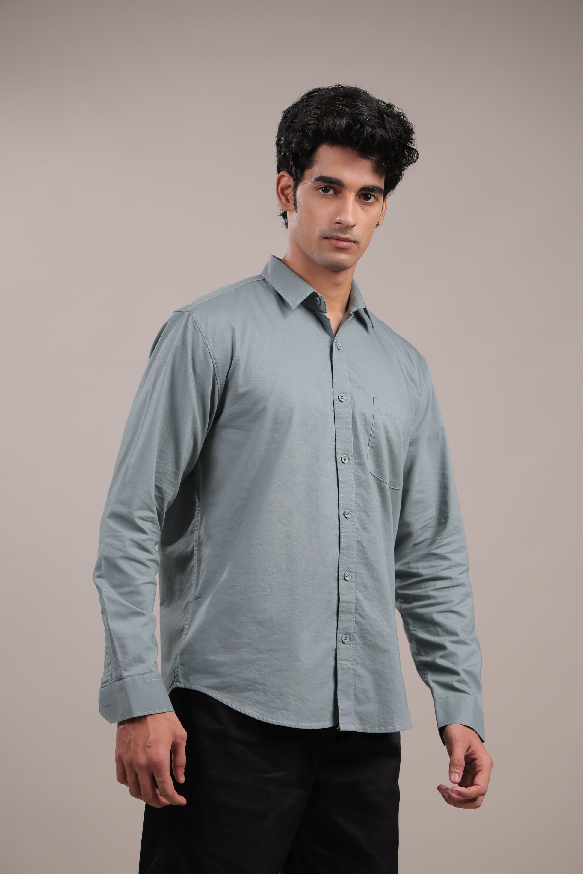 Niyam – Plain Light Grey Oxford Shirt - Binioz