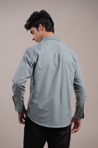 Niyam – Plain Light Grey Oxford Shirt - Binioz